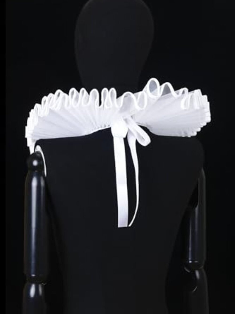 Victorian Lace Ruffle Collar & Cuff Costume Set Renaissance Neck Ruff - Picture 4 of 6